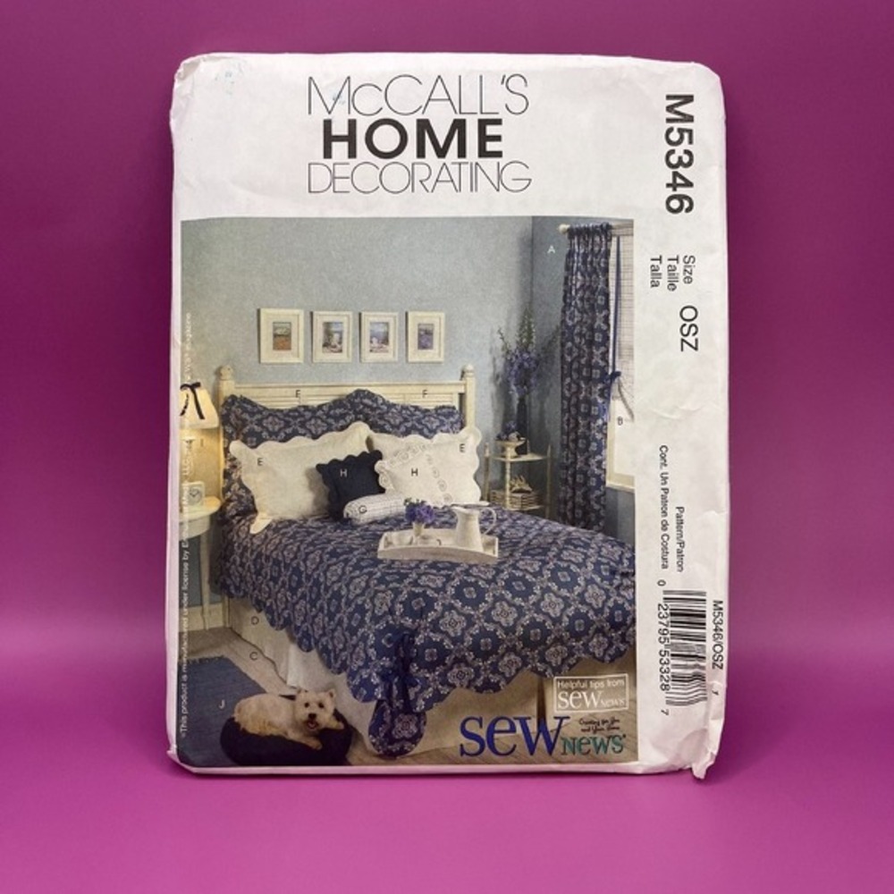 M5346 McCall's Home Decorating Sewing Pattern Bedding‎ Comforter Curtains